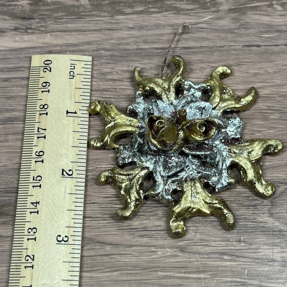 VTG Ceramic Cherub Angel Head Wings &‎ Sunburst Floral Christmas Ornaments Set